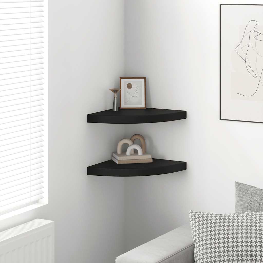 vidaXL Ράφια Τοίχου 2 τεμ. Μαύρα 35x35x3,8 εκ. από MDF