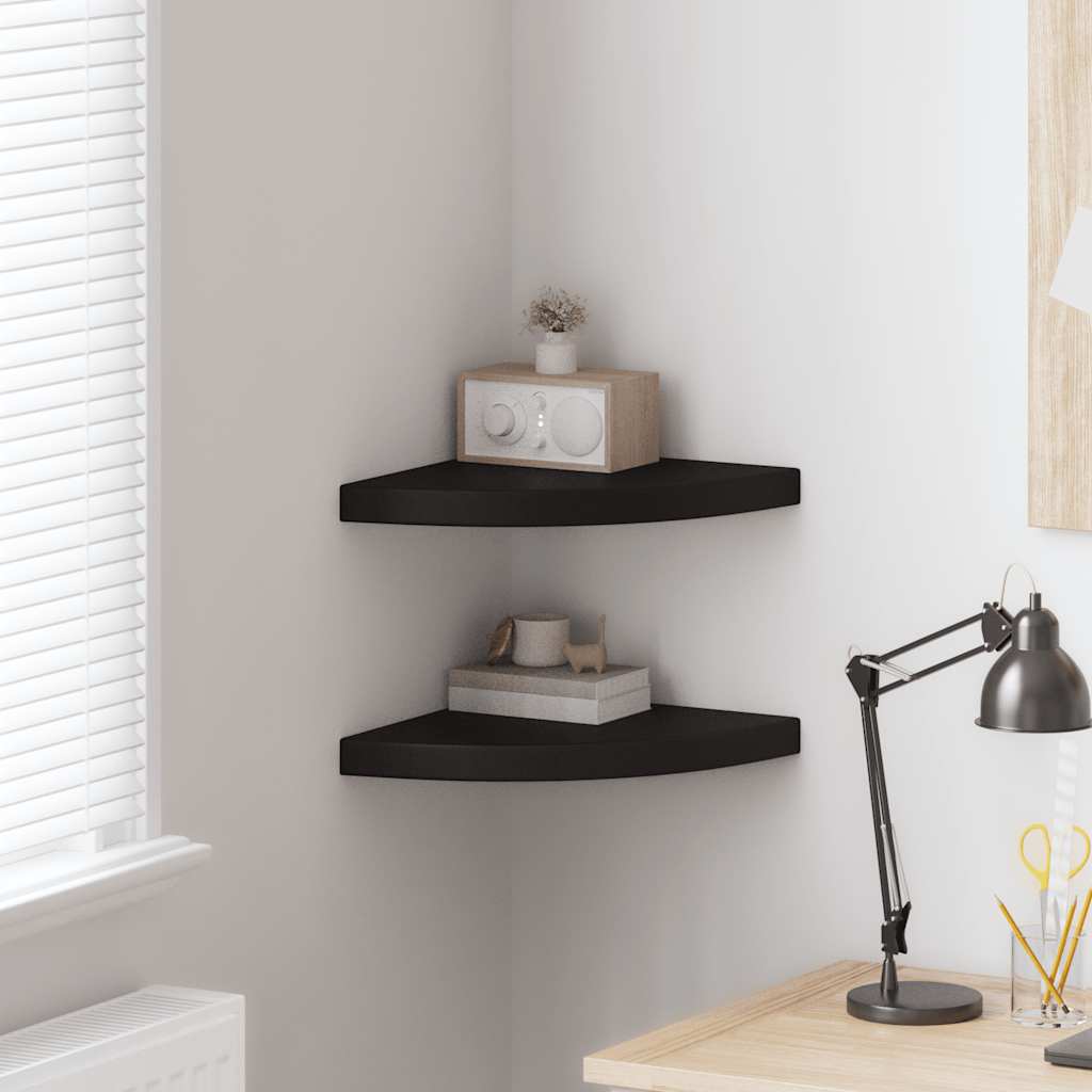 vidaXL Ράφια Τοίχου 2 τεμ. Μαύρα 35x35x3,8 εκ. από MDF