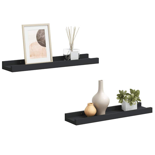vidaXL Ράφια για Κορνίζες 2 τεμ. Μαύρα 40 x 9 x 3 εκ. από MDF