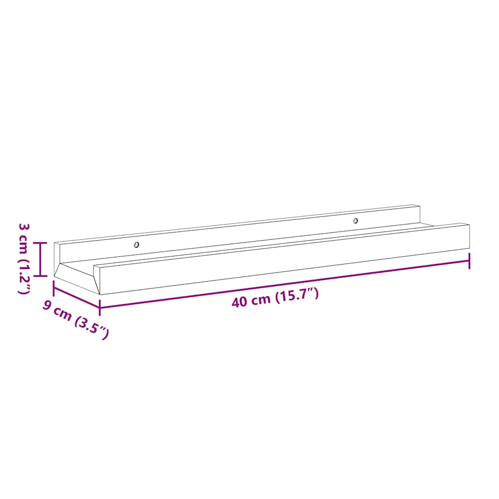 vidaXL Ράφια για Κορνίζες 2 τεμ. Μαύρα 40 x 9 x 3 εκ. από MDF