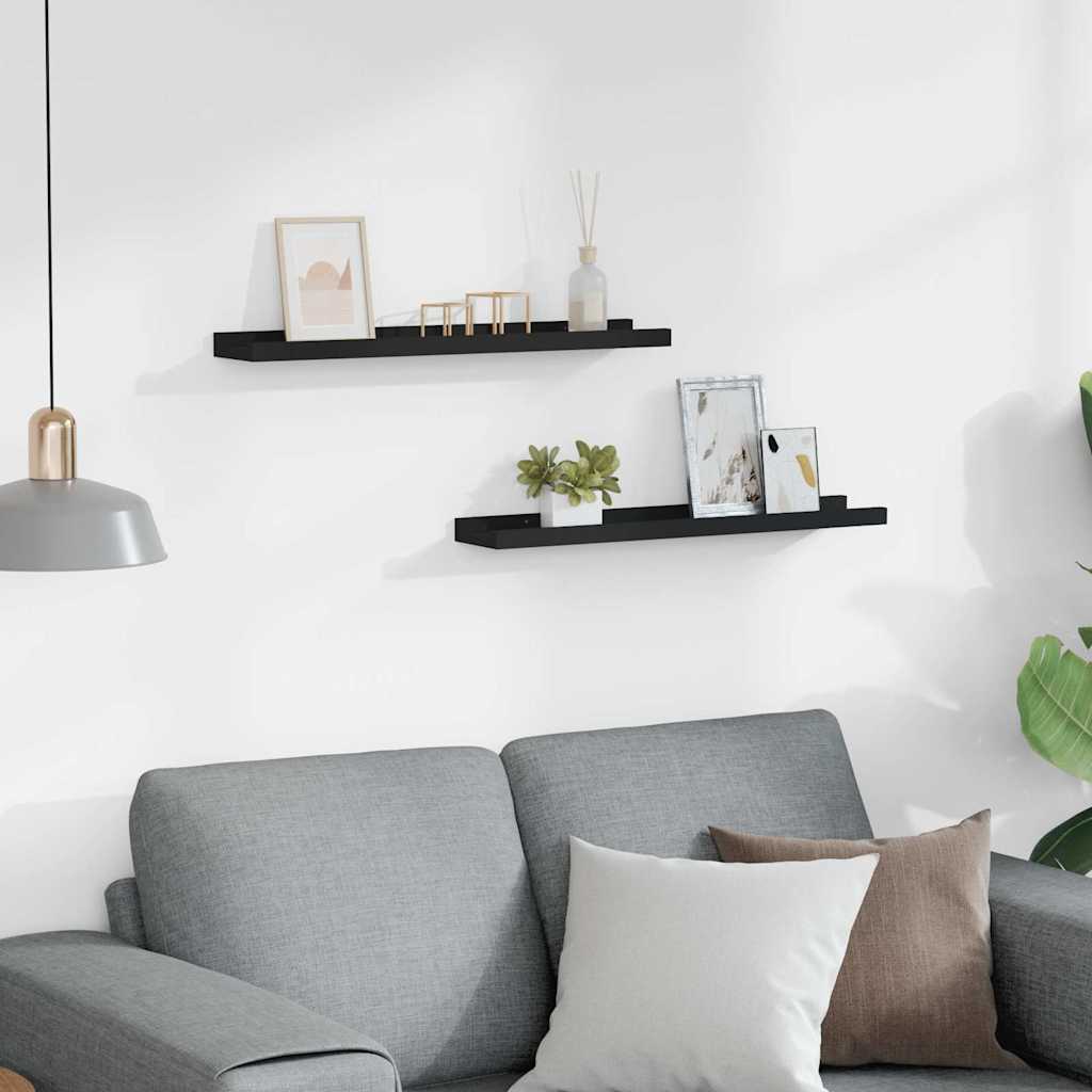 vidaXL Ράφια για Κορνίζες 2 τεμ. Μαύρα 60 x 9 x 3 εκ. από MDF