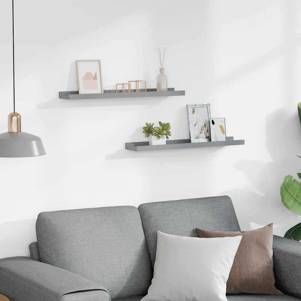 vidaXL Ράφια για Κορνίζες 2 τεμ. Γκρι 60 x 9 x 3 εκ. από MDF