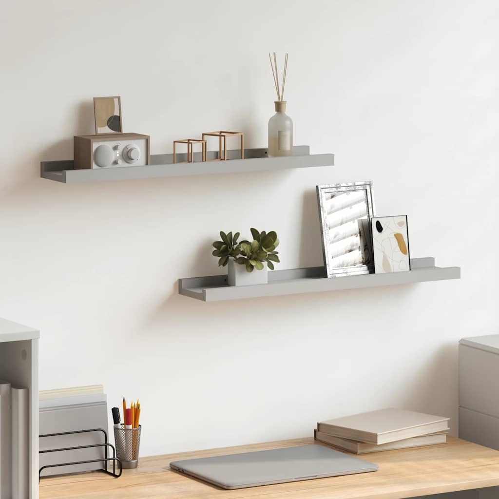 vidaXL Ράφια για Κορνίζες 2 τεμ. Γκρι 60 x 9 x 3 εκ. από MDF