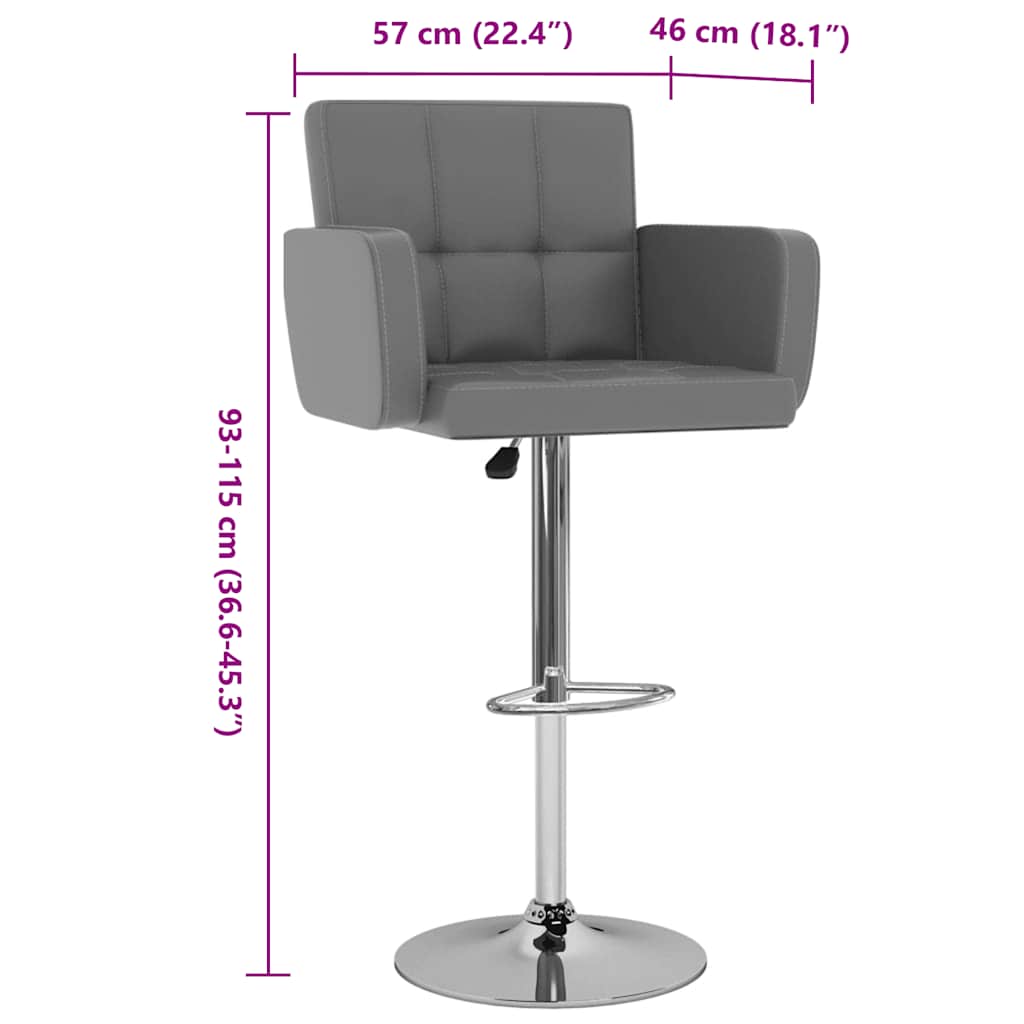 vidaXL Σκαμπό Μπαρ 2 τεμ. Γκρι από Συνθετικό Δέρμα