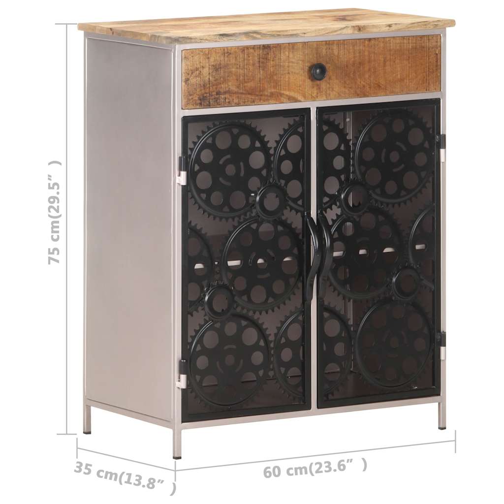 vidaXL Ντουλάπι 60 x 35 x 75 εκ. από Ακατέργαστο Ξύλο Μάνγκο & Σίδερο