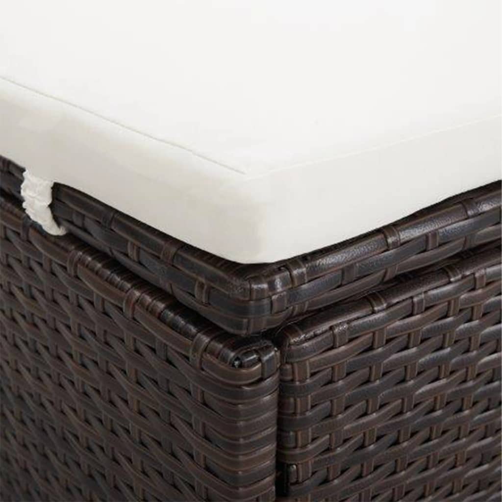 vidaXL Ξαπλώστρα 2 Ατόμων Καφέ από Συνθετικό Ρατάν με Μαξιλάρι