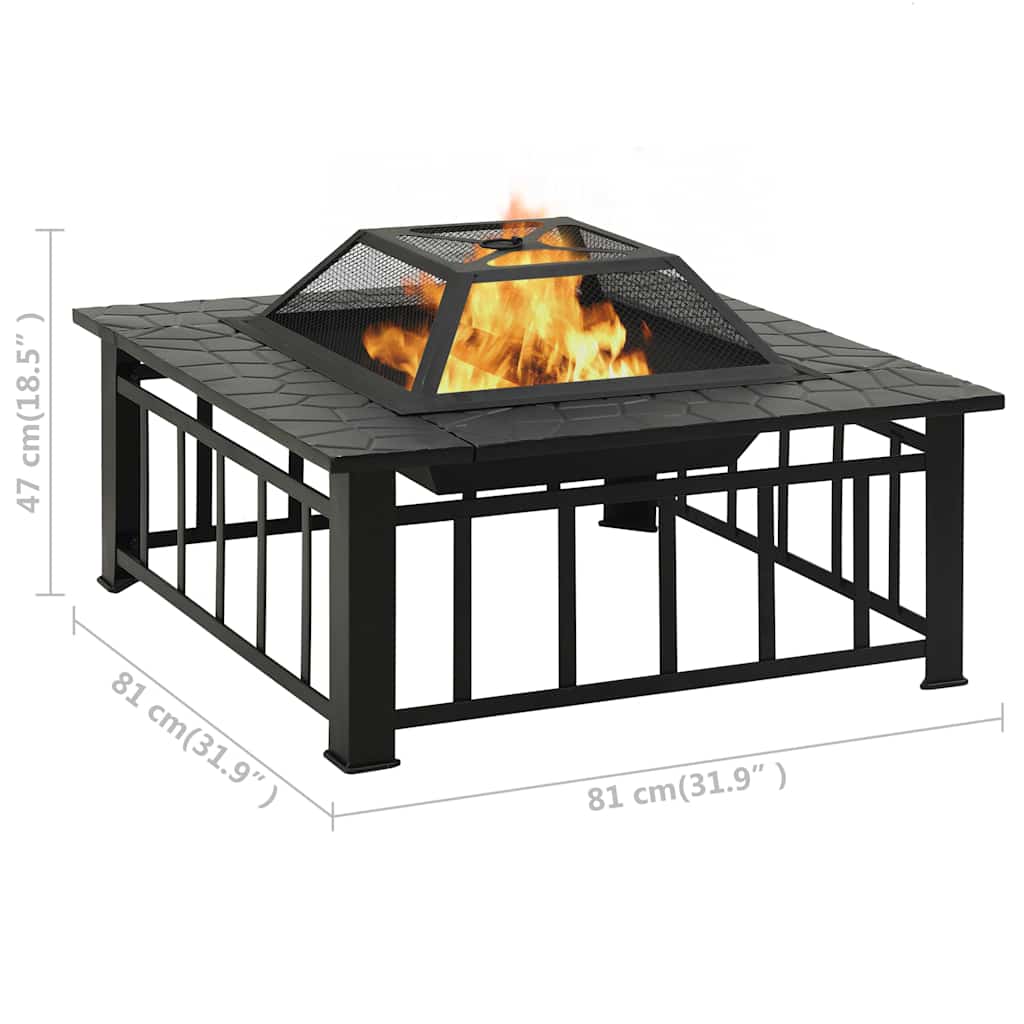 vidaXL Τζάκι Εξωτερικού Χώρου XXL 81x81x47 εκ. Ατσάλινο με Σκαλιστήρι