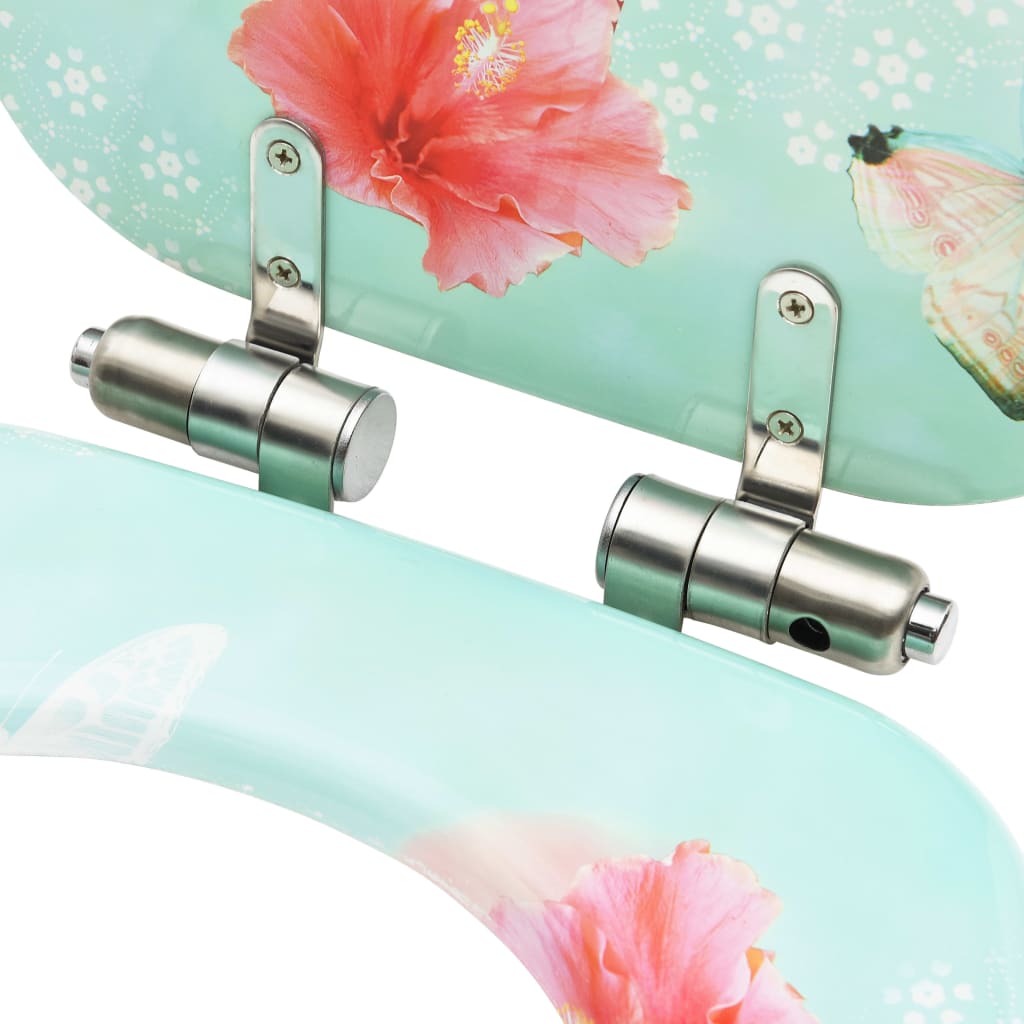 vidaXL Καλύμματα Λεκάνης με Soft Close 2 τεμ. Σχέδιο Φλαμίνγκο MDF