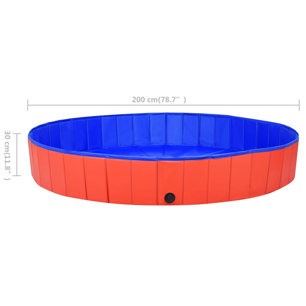 vidaXL Πισίνα για Σκύλους Πτυσσόμενη Κόκκινη 200 x 30 εκ. από PVC