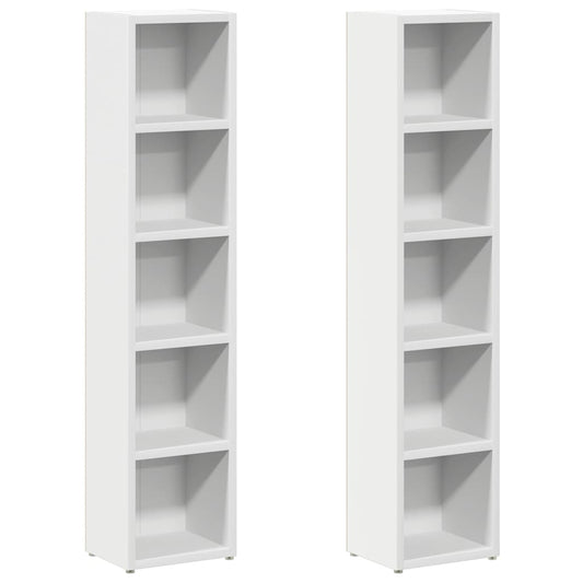 vidaXL Έπιπλα για CD 2 τεμ. Λευκά 21x16x93,5 εκ. από Μοριοσανίδα
