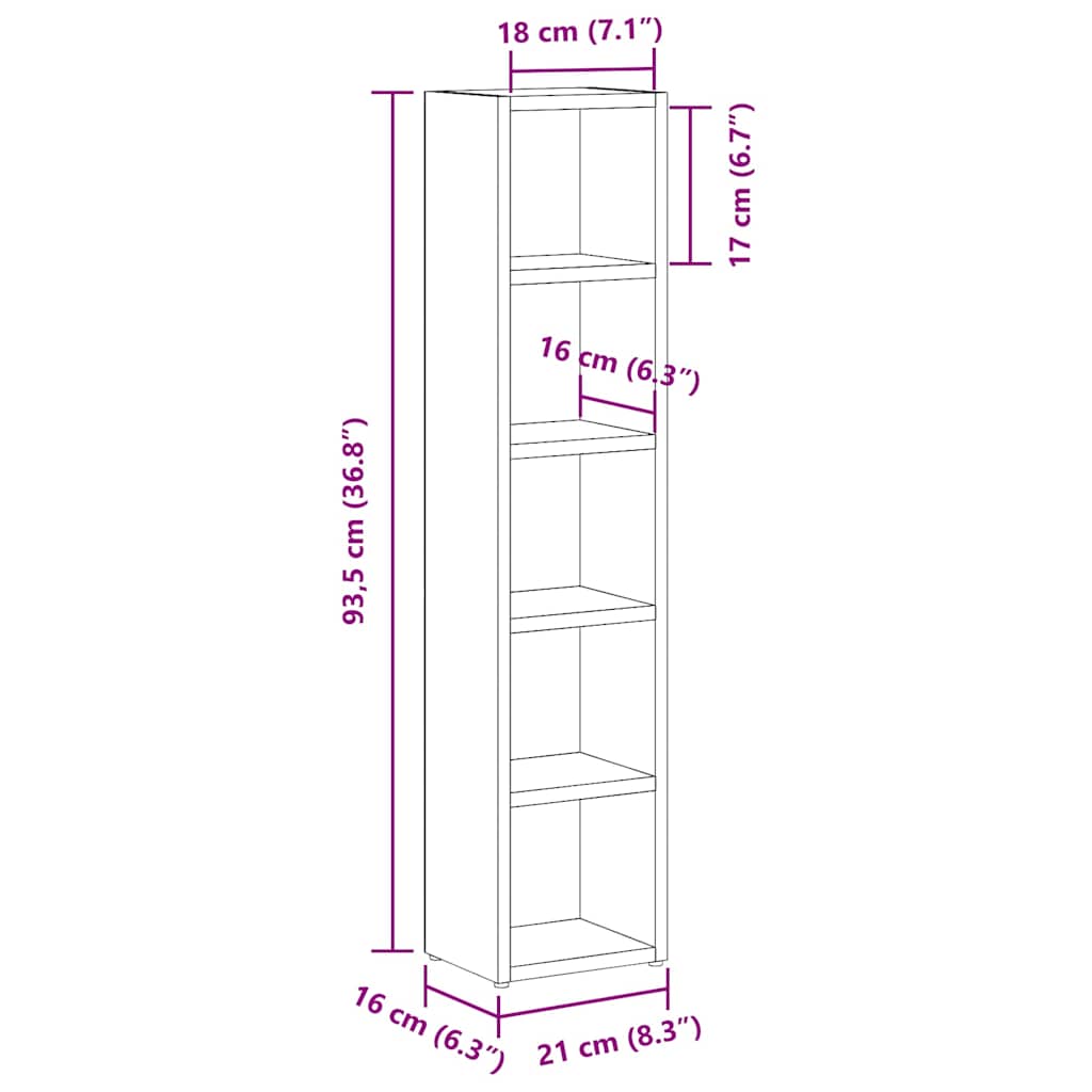 vidaXL Έπιπλα για CD 2 τεμ. Λευκά 21x16x93,5 εκ. από Μοριοσανίδα