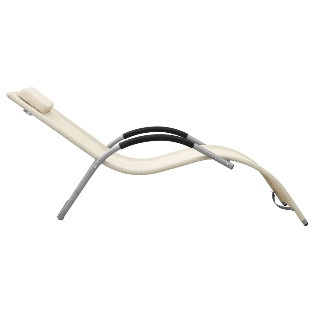 vidaXL Ξαπλώστρα Κρεμ / Γκρι από Textilene