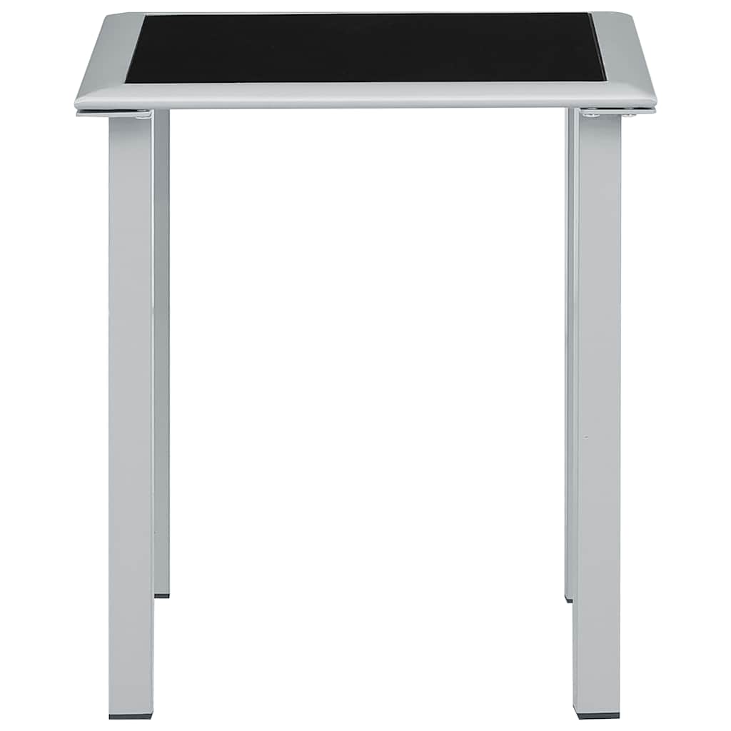 vidaXL Τραπέζι Κήπου Μαύρο/Ασημί 41x41x45 εκ. από Ατσάλι και Γυαλί