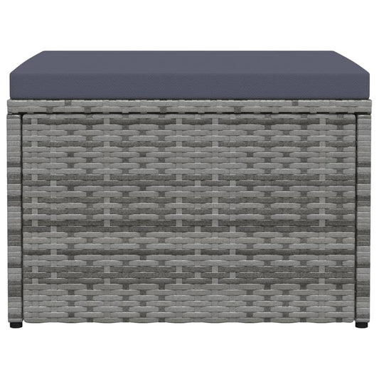 vidaXL Υποπόδιο Κήπου Γκρι από Συνθετικό Ρατάν με Μαξιλάρια