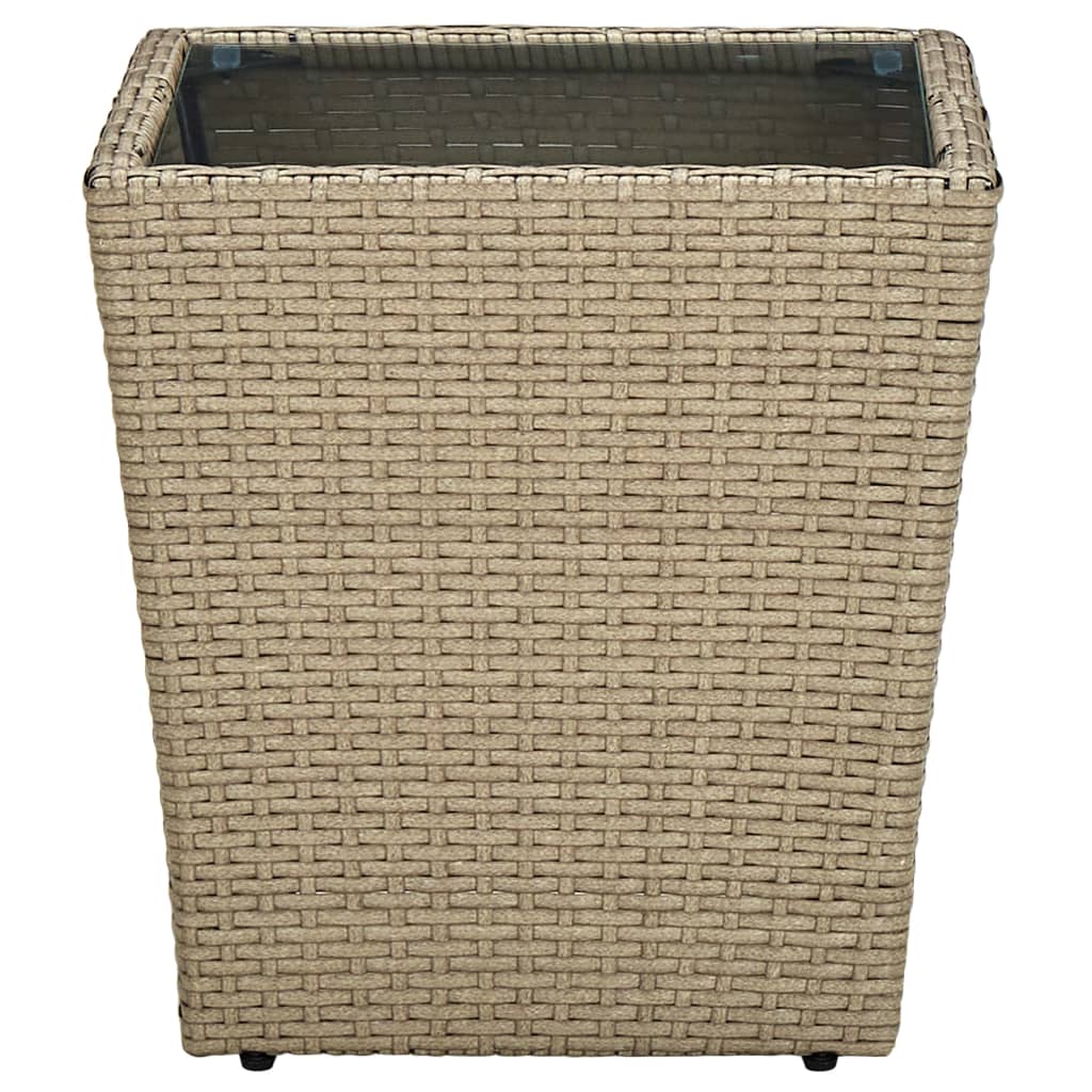 vidaXL Τραπέζι Βοηθητικό Μπεζ 41,5x41,5x44 εκ. Συνθ.Ρατάν/Ψημένο Γυαλί