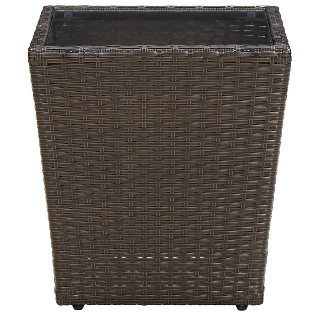 vidaXL Τραπέζι Βοηθητικό Καφέ 41,5x41,5x44 εκ. Συνθ.Ρατάν/Ψημένο Γυαλί