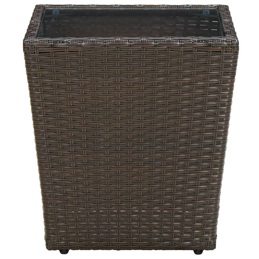 vidaXL Τραπέζι Βοηθητικό Καφέ 41,5x41,5x44 εκ. Συνθ.Ρατάν/Ψημένο Γυαλί