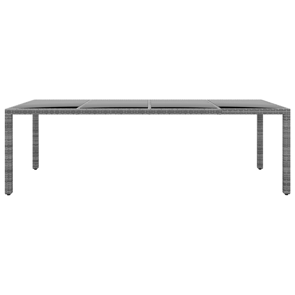 vidaXL Τραπέζι Κήπου Γκρι 250x100x75 εκ. Ψημένο Γυαλί/Συνθετικό Ρατάν