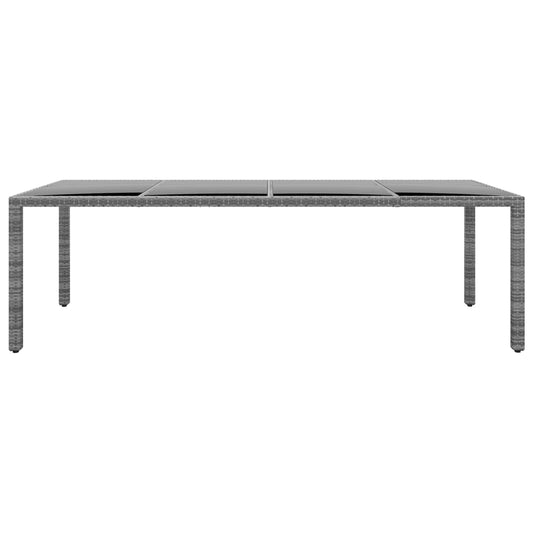 vidaXL Τραπέζι Κήπου Γκρι 250x100x75 εκ. Ψημένο Γυαλί/Συνθετικό Ρατάν