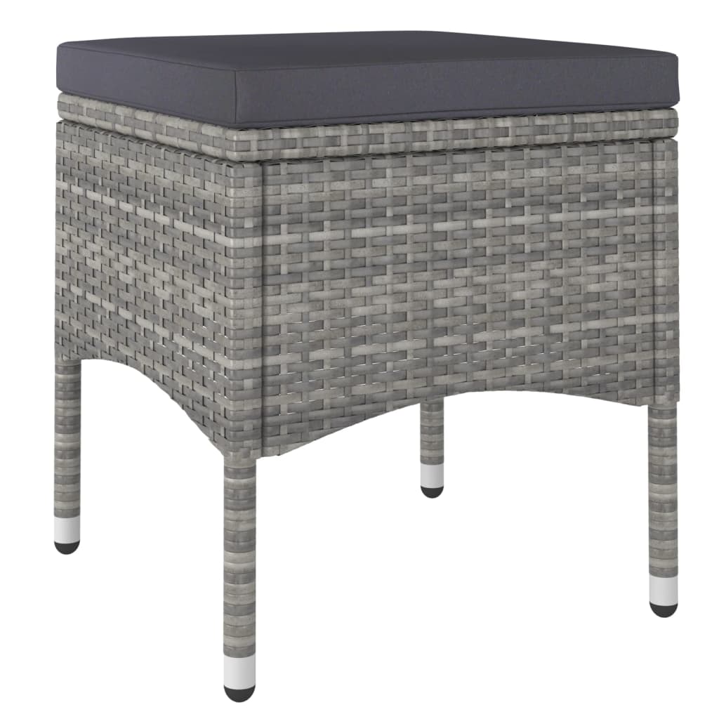 vidaXL Καρέκλες και Σκαμπό Κήπου Σετ 4 Τεμαχίων Γκρι Συνθετικό Ρατάν