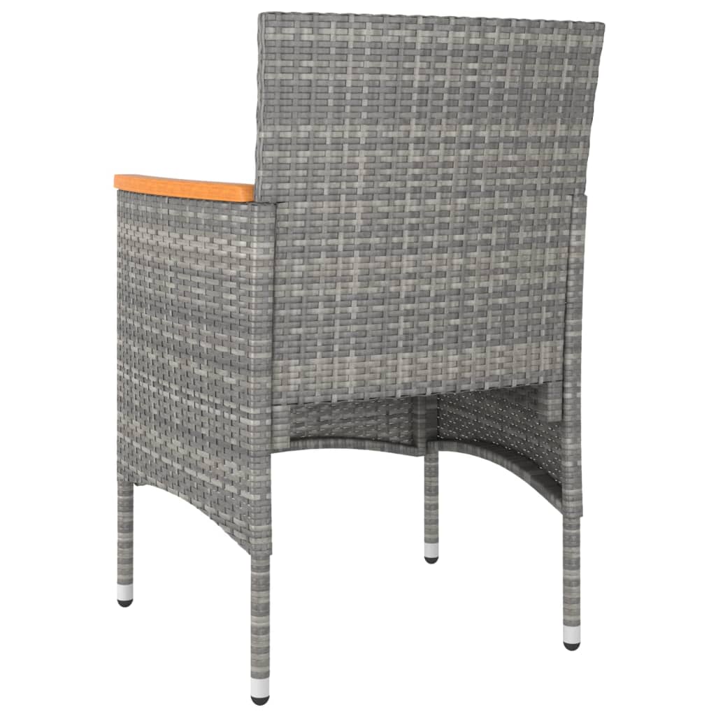 vidaXL Καρέκλες και Σκαμπό Κήπου Σετ 4 Τεμαχίων Γκρι Συνθετικό Ρατάν