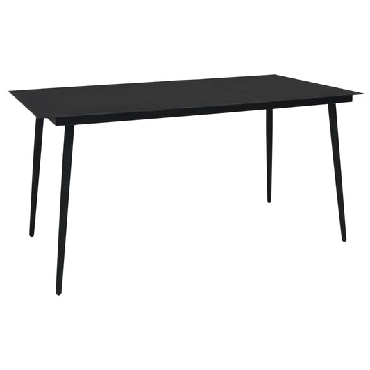 vidaXL Τραπεζαρία Κήπου Μαύρη 190 x 90 x 74 εκ. από Ατσάλι / Γυαλί