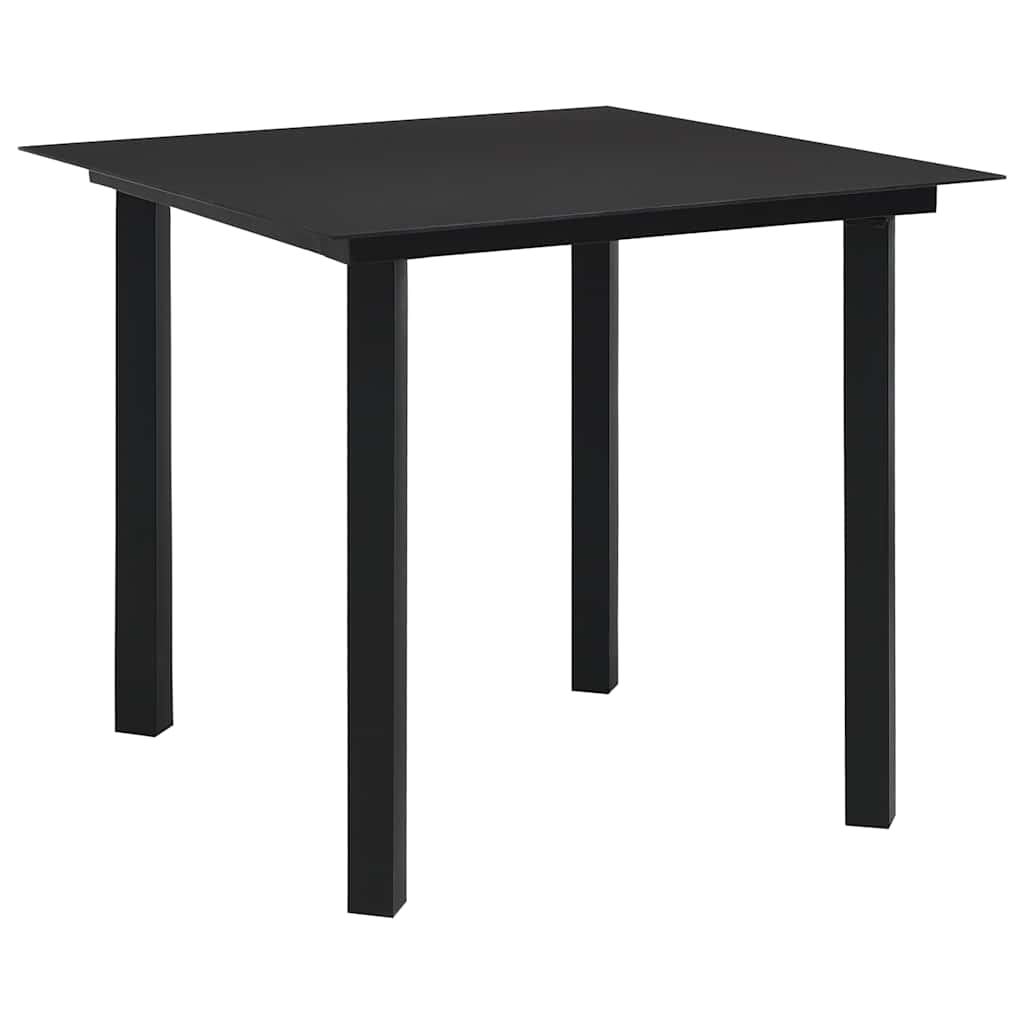 vidaXL Τραπεζαρία Κήπου Μαύρη 80 x 80 x 74 εκ. από Ατσάλι / Γυαλί