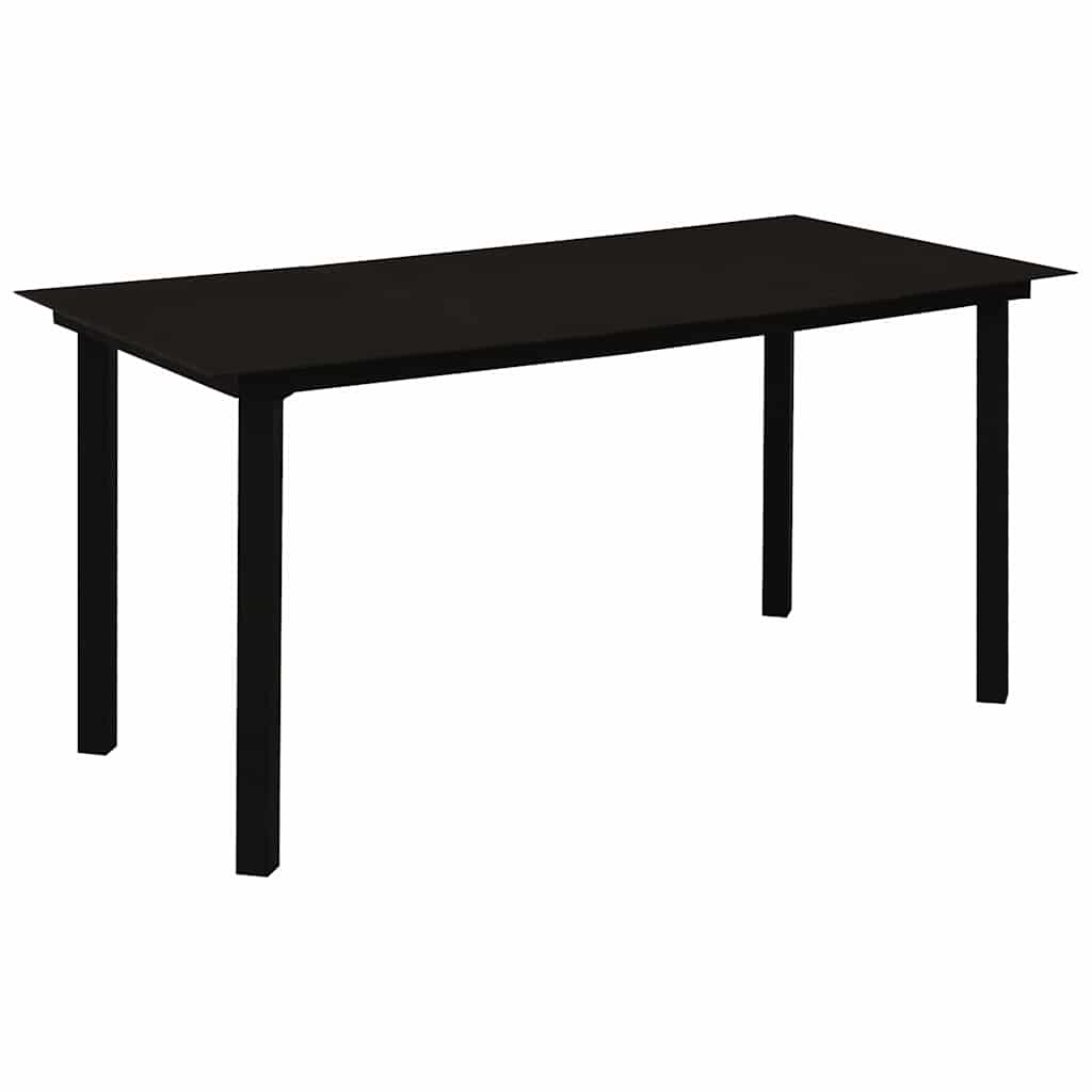 vidaXL Τραπεζαρία Κήπου Μαύρη 150 x 80 x 74 εκ. από Ατσάλι / Γυαλί