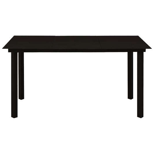 vidaXL Τραπεζαρία Κήπου Μαύρη 150 x 80 x 74 εκ. από Ατσάλι / Γυαλί