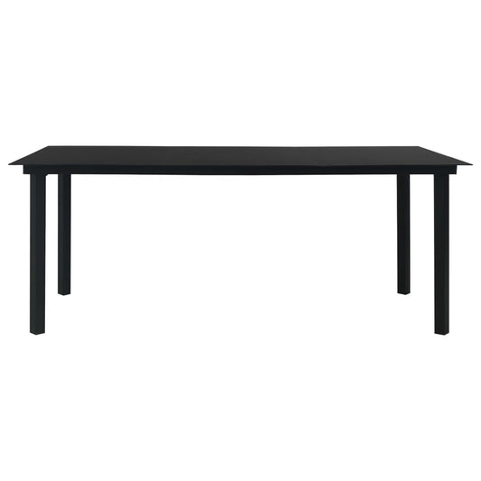 vidaXL Τραπεζαρία Κήπου Μαύρη 190 x 90 x 74 εκ. από Ατσάλι / Γυαλί