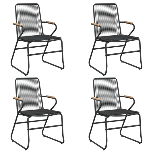 vidaXL Καρέκλες Κήπου 4 τεμ. Μαύρες 58 x 59 x 85,5 εκ. Ρατάν PVC