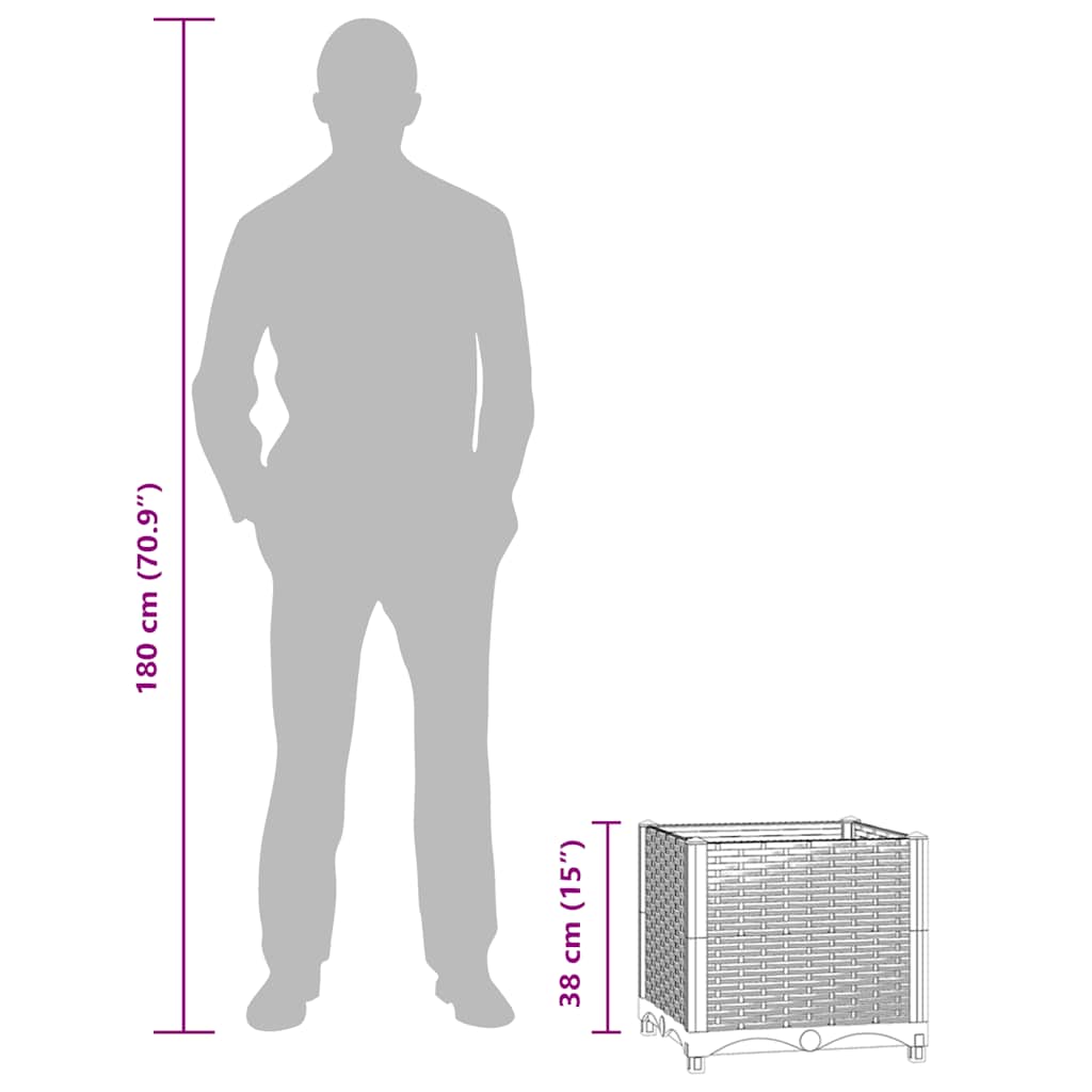 vidaXL Ζαρντινιέρα 40 x 40 x 38 εκ. από Πολυπροπυλένιο