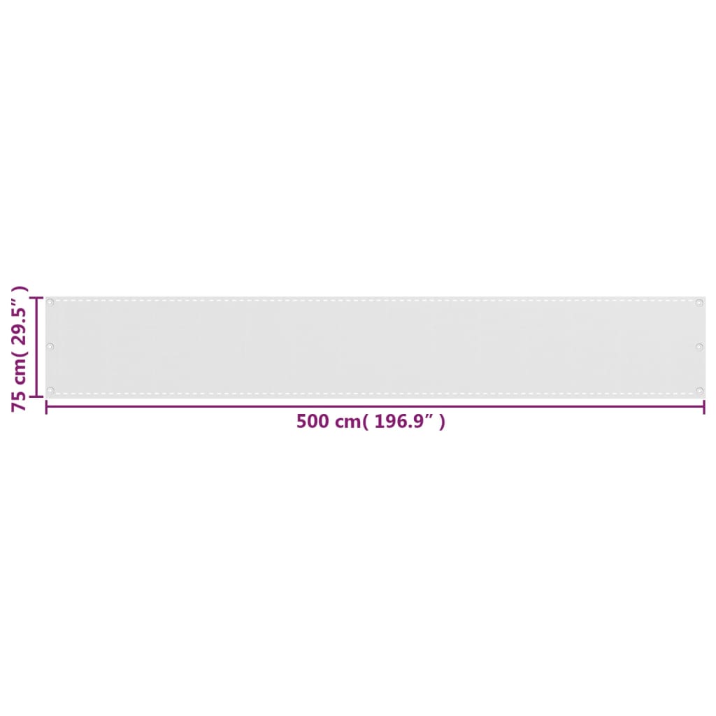 vidaXL Διαχωριστικό Βεράντας Λευκό 75 x 500 εκ. από HDPE