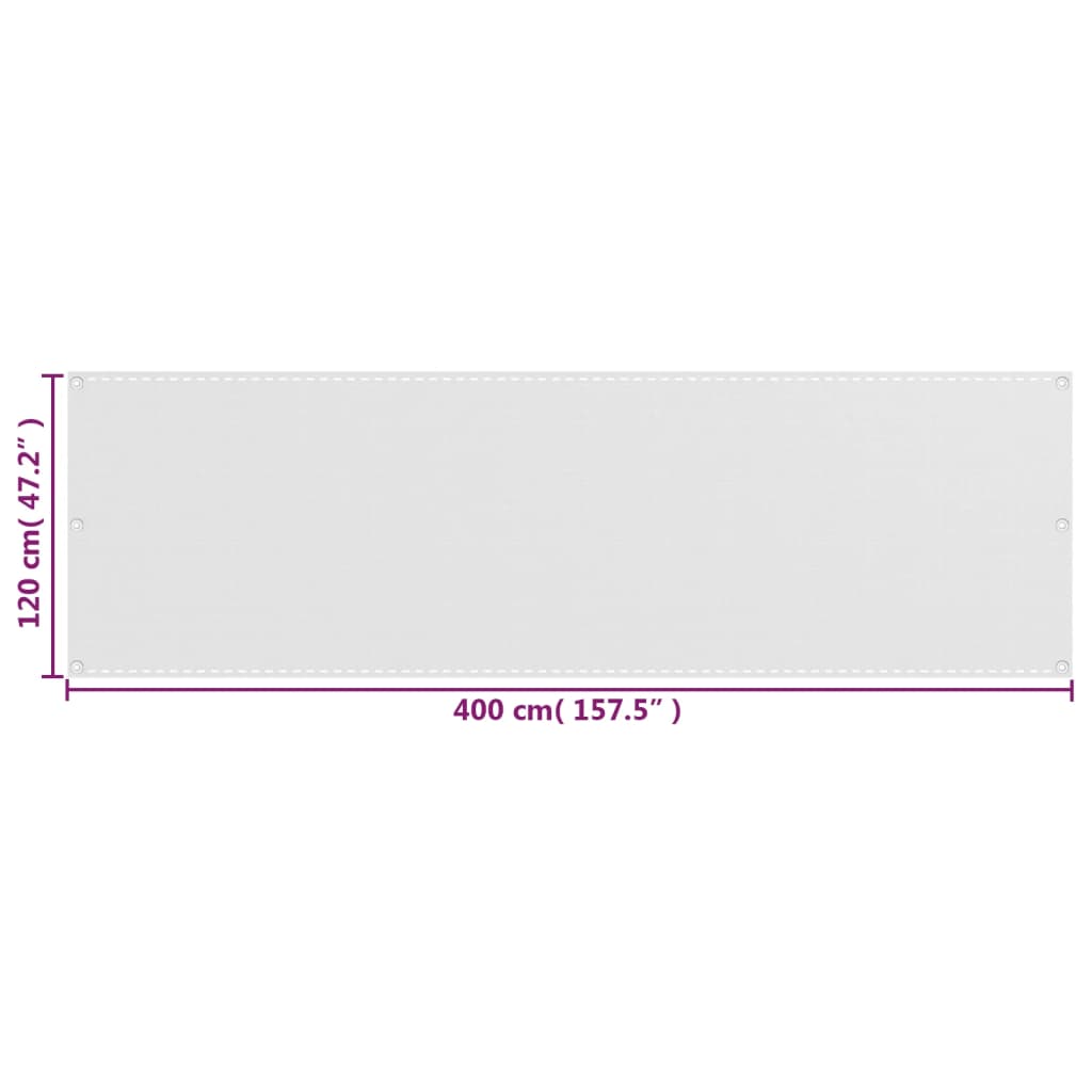 vidaXL Διαχωριστικό Βεράντας Λευκό 120 x 400 εκ. από HDPE