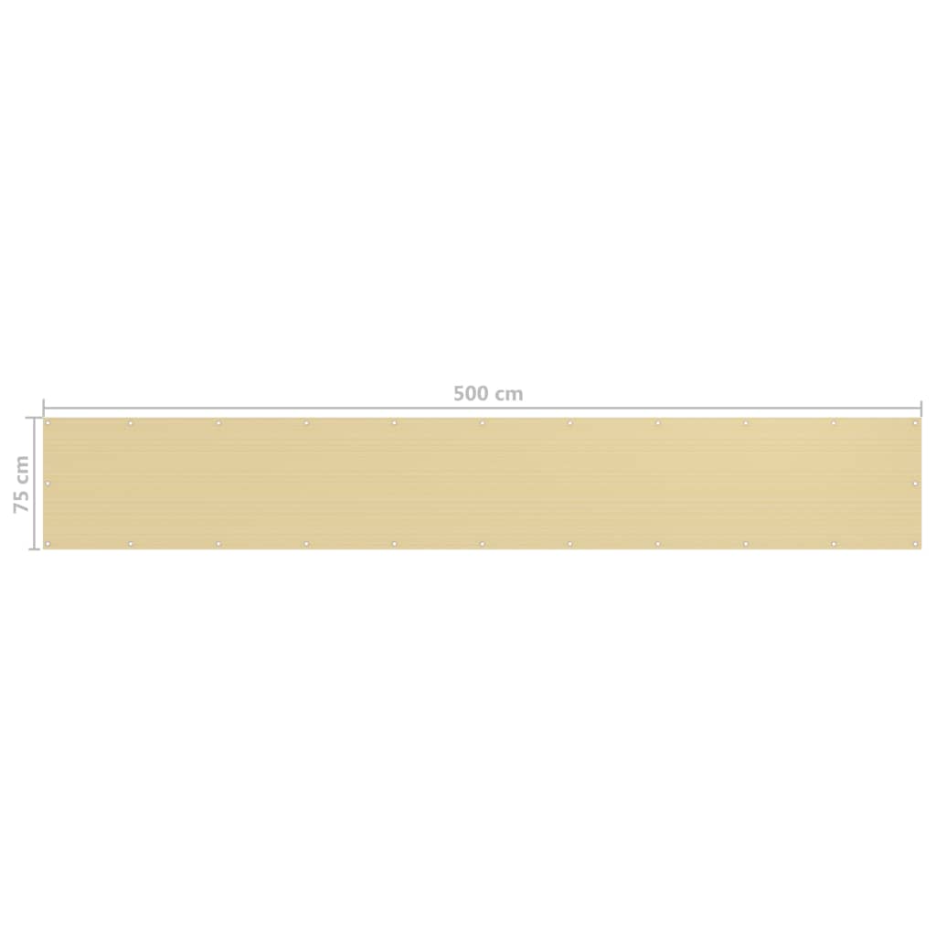 vidaXL Διαχωριστικό Βεράντας Μπεζ 75 x 500 εκ. από HDPE
