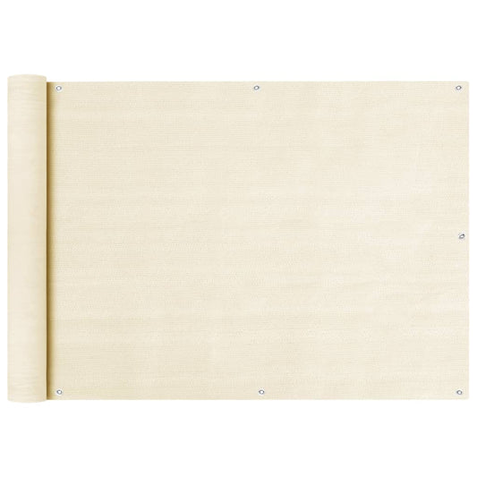 vidaXL Διαχωριστικό Βεράντας Κρεμ 75 x 400 εκ. από HDPE
