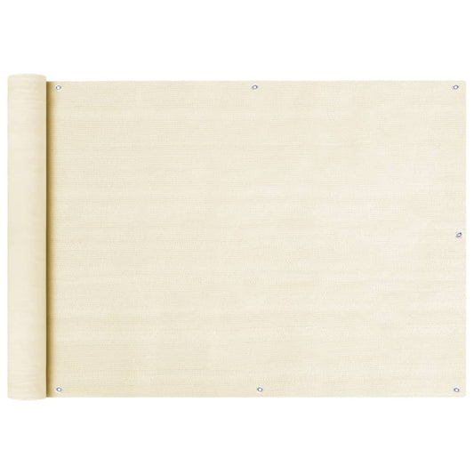 vidaXL Διαχωριστικό Βεράντας Κρεμ 75 x 500 εκ. από HDPE