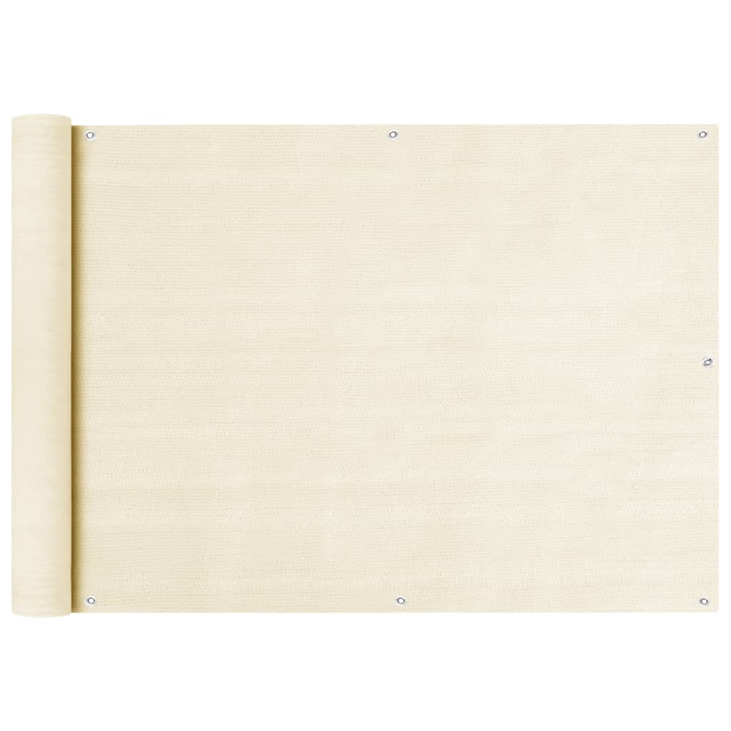 vidaXL Διαχωριστικό Βεράντας Κρεμ 75 x 600 εκ. από HDPE