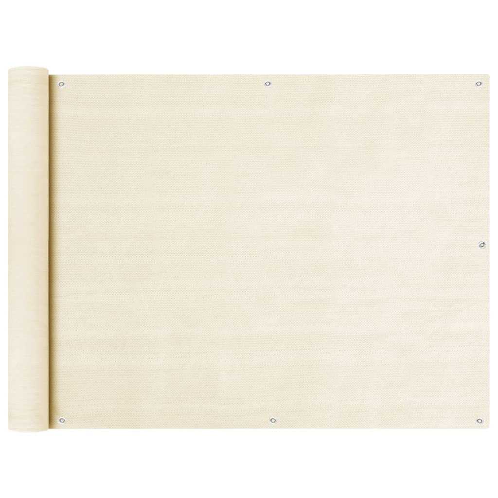 vidaXL Διαχωριστικό Βεράντας Κρεμ 90 x 400 εκ. από HDPE