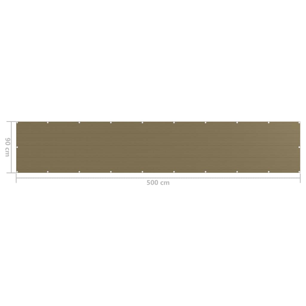 vidaXL Διαχωριστικό Βεράντας Taupe 90 x 500 εκ. από HDPE