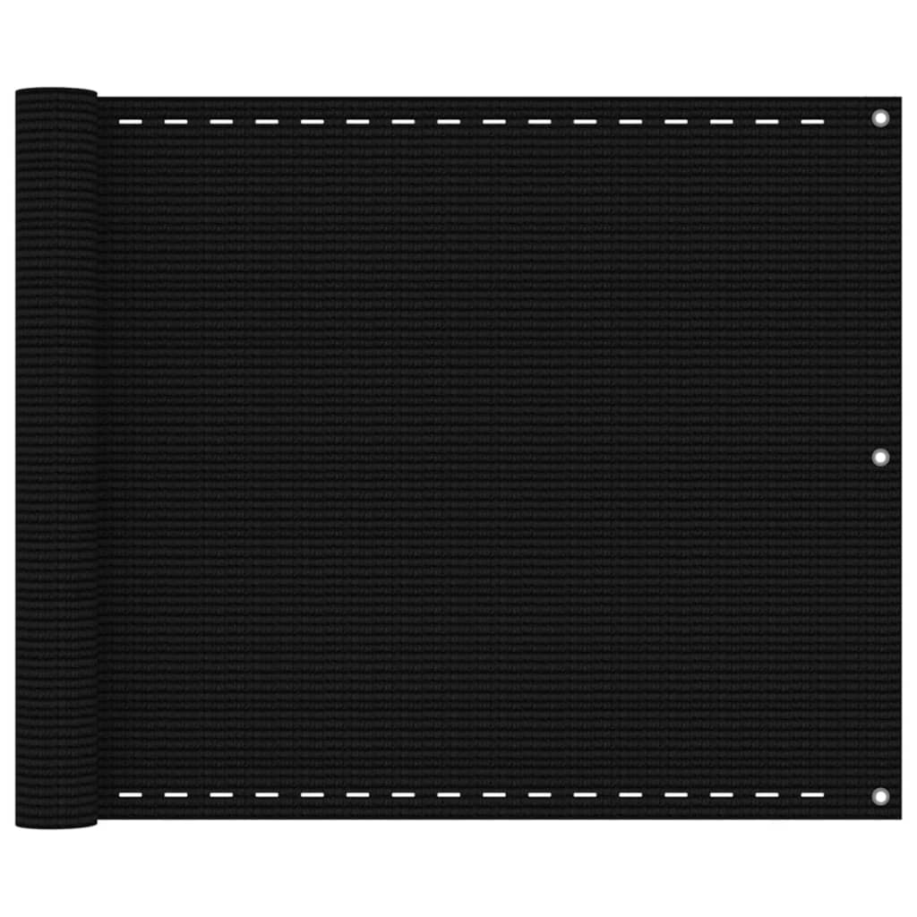 vidaXL Διαχωριστικό Βεράντας Μαύρο 75x300 εκ. από HDPE