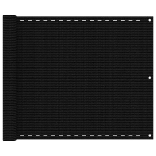 vidaXL Διαχωριστικό Βεράντας Μαύρο 75x300 εκ. από HDPE