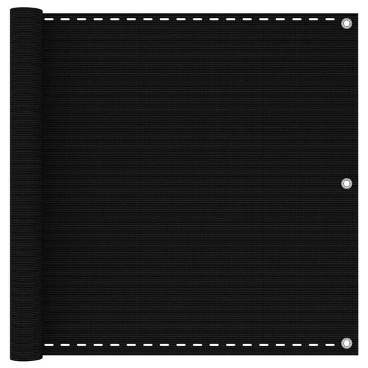vidaXL Διαχωριστικό Βεράντας Μαύρο 90 x 500 εκ. από HDPE