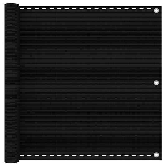 vidaXL Διαχωριστικό Βεράντας Μαύρο 90 x 600 εκ. από HDPE