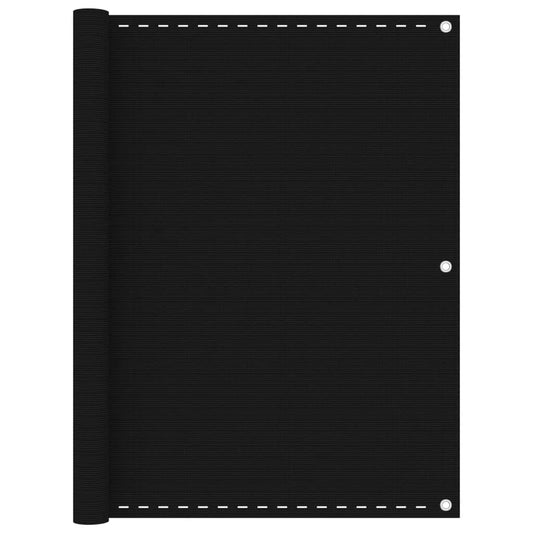 vidaXL Διαχωριστικό Βεράντας Μαύρο 120 x 600 εκ. από HDPE