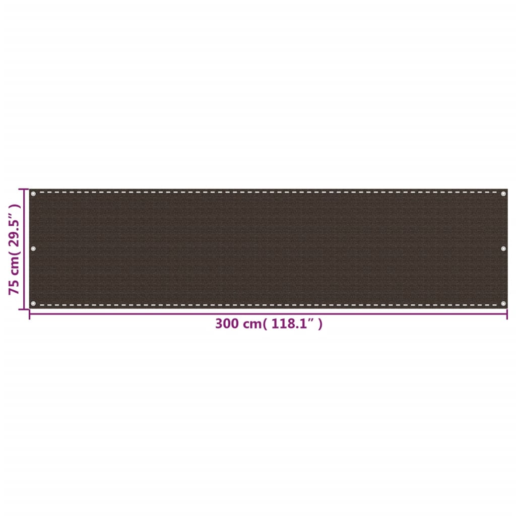 vidaXL Διαχωριστικό Βεράντας Καφέ 75 x 300 εκ. από HDPE