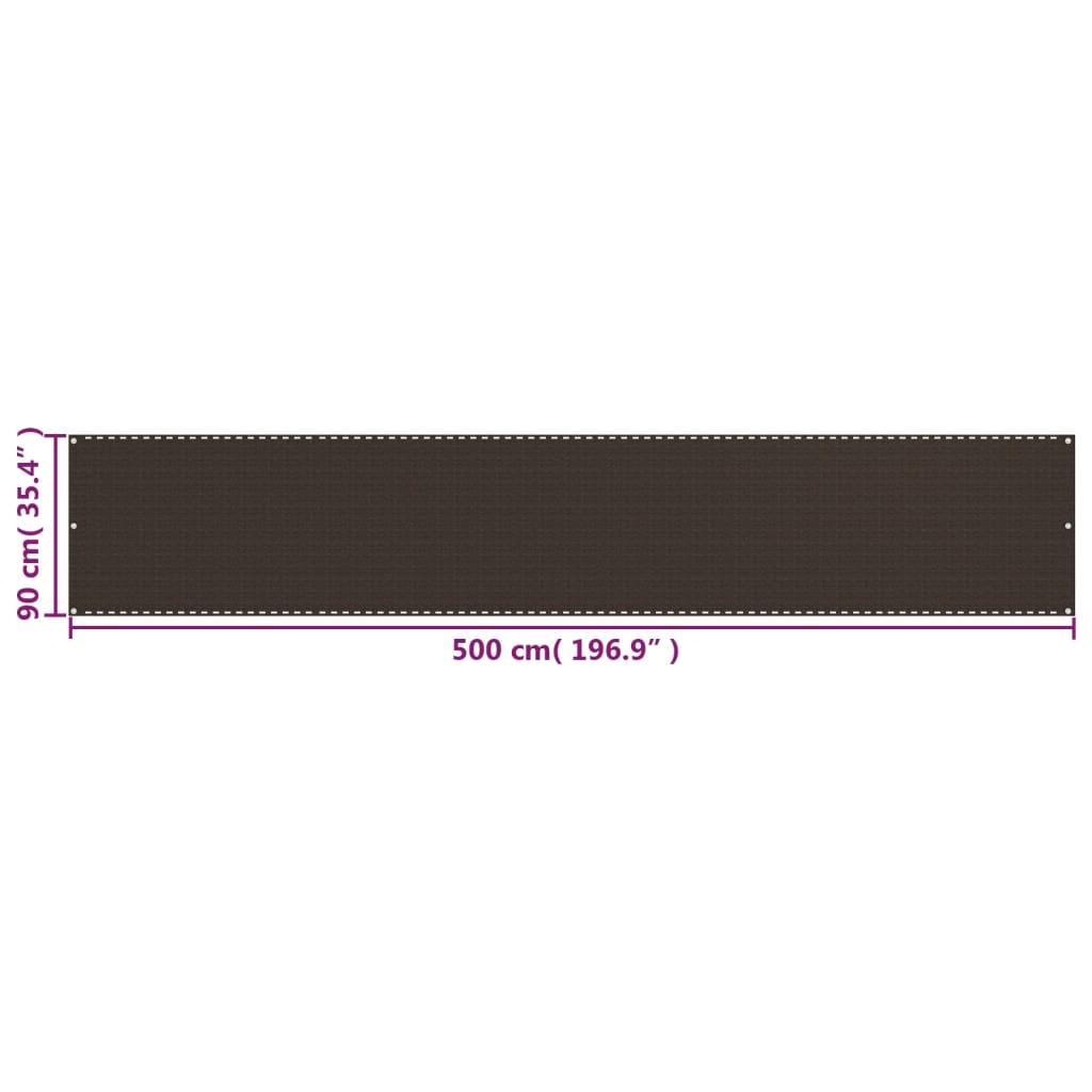 vidaXL Διαχωριστικό Βεράντας Καφέ 90 x 500 εκ. από HDPE