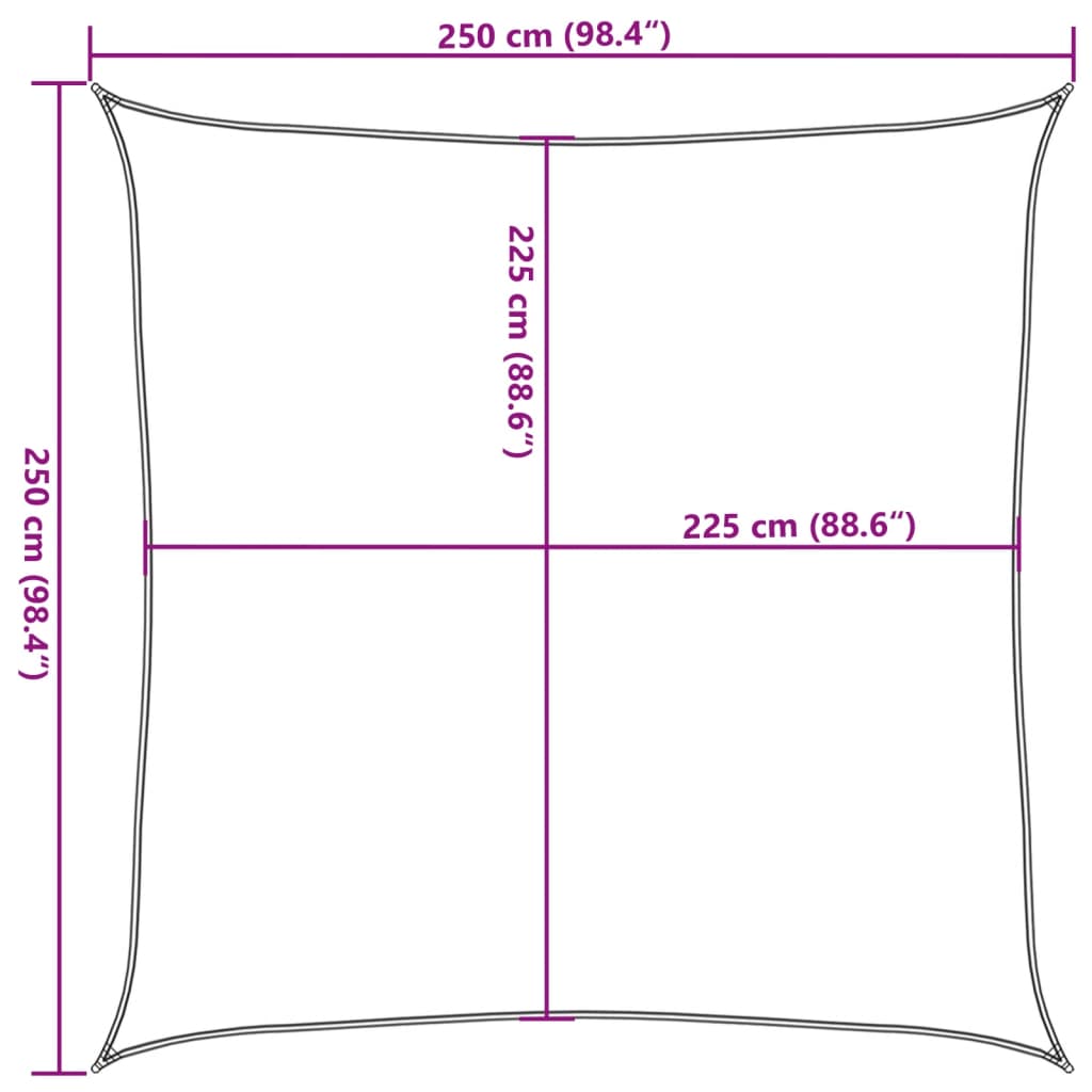 vidaXL Πανί Σκίασης Κίτρινο 2,5 x 2,5 μ. από HDPE 160 γρ./μ²