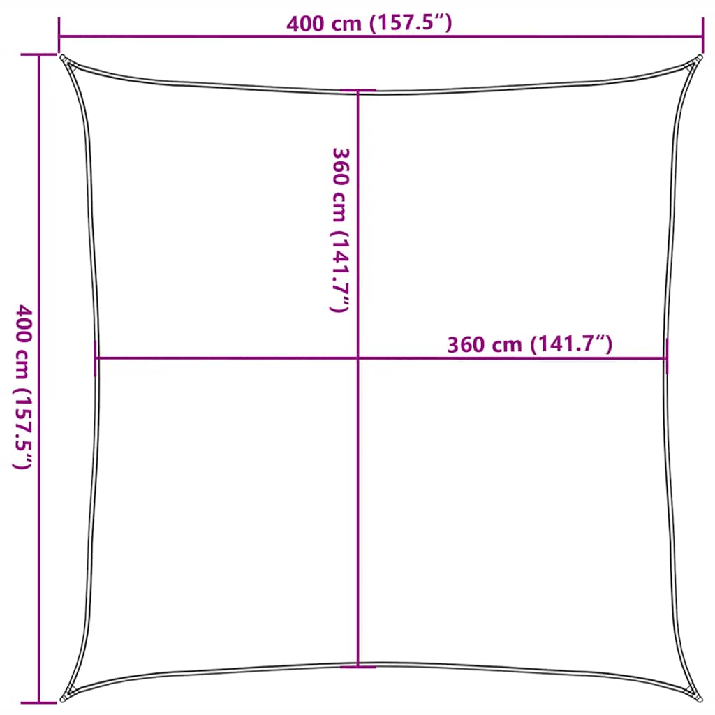 vidaXL Πανί Σκίασης Κόκκινο 4 x 4 μ. από HDPE 160 γρ./μ²