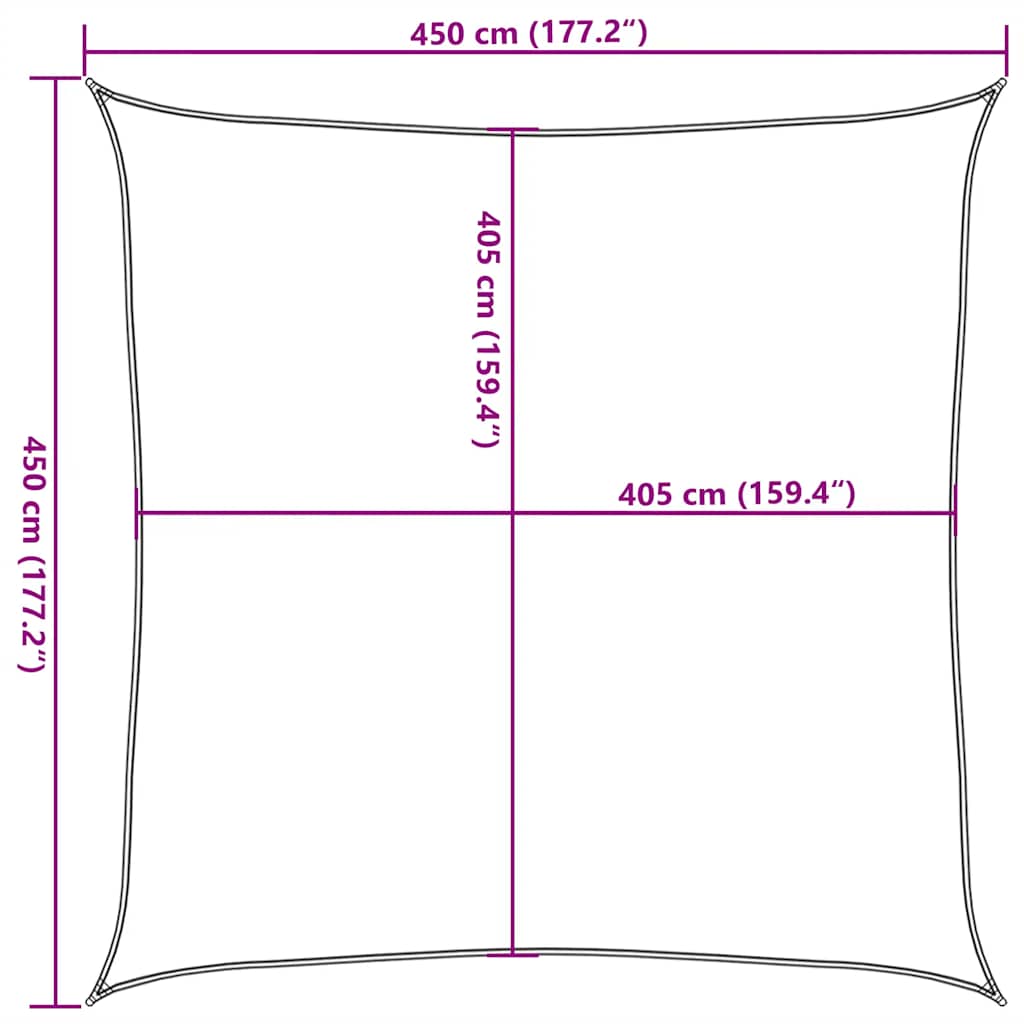 vidaXL Πανί Σκίασης Κόκκινο 4,5 x 4,5 μ. από HDPE 160 γρ./μ²